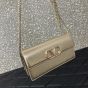 Valentino VLOGO SIGNATURE METALLIC GRAINY CALFSKIN WALLET WITH CHAIN