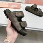 MIU MIU Raffia-effect woven fabric slides