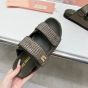 MIU MIU Raffia-effect woven fabric slides