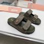 MIU MIU Raffia-effect woven fabric slides