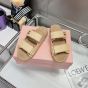 MIU MIU Raffia-effect woven fabric slides