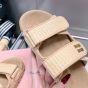 MIU MIU Raffia-effect woven fabric slides