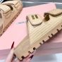 MIU MIU Raffia-effect woven fabric slides