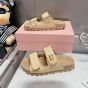 MIU MIU Raffia-effect woven fabric slides