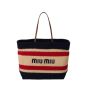 MIU MIU Raffia-effect woven tote bag