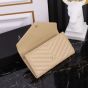 YSL CASSANDRE MATELASSÉ LARGE FLAP WALLET IN GRAIN DE POUDRE LEATHER