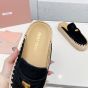 MIU MIU Suede and raffia flatform mules