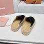 MIU MIU Suede and raffia flatform mules
