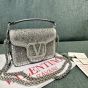 SMALL VALENTINO GARAVANI LOCÒ SHOULDER BAG WITH RHINESTONES