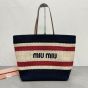 MIU MIU Raffia-effect woven tote bag