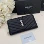 YSL CASSANDRE MATELASSÉ ZIP AROUND WALLET IN GRAIN DE POUDRE LEATHER