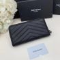 YSL CASSANDRE MATELASSÉ ZIP AROUND WALLET IN GRAIN DE POUDRE LEATHER