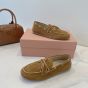 MIU MIU Faded unlined suede loafers