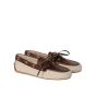 MIU MIU Canvas and bleached leather boat shoes
