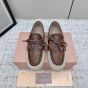 MIU MIU Canvas and bleached leather boat shoes