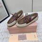 MIU MIU Canvas and bleached leather boat shoes