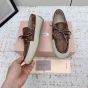 MIU MIU Canvas and bleached leather boat shoes