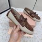 MIU MIU Canvas and bleached leather boat shoes