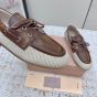 MIU MIU Canvas and bleached leather boat shoes