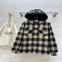 Celine hooded overshirt in check wool