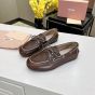 MIU MIU Unlined bleached leather boat shoes