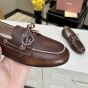 MIU MIU Unlined bleached leather boat shoes