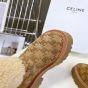 CELINE BULKY CROPPED TRIOMPHE BOOT in SUEDE STAMPED CALFSKIN AND SHEARLING