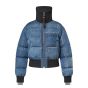 LV Denim Print Cropped Puffer Jacket 