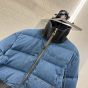 LV Denim Print Cropped Puffer Jacket 