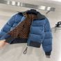 LV Denim Print Cropped Puffer Jacket 
