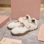 MIU MIU Tyre technical fabric and suede ballerinas