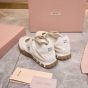 MIU MIU Tyre technical fabric and suede ballerinas