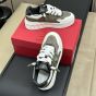 Valentino ONE STUD XL LOW-TOP SNEAKER IN NAPPA LEATHER AND JACQUARD TOILE ICONOGRAPHE TECHNICAL FABRIC