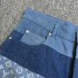 LV Striped Patchwork Denim Shorts