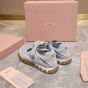 MIU MIU Tyre technical fabric and suede ballerinas
