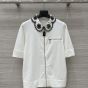 LV Broderie Collar Zip-Up Knit Top 