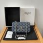 Celine CHAIN SHOULDER BAG CLAUDE IN DENIM WITH TRIOMPHE ALL-OVER
