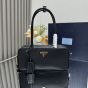 Prada Re-Nylon and leather small top-handle bag with padlock
