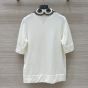 LV Broderie Collar Zip-Up Knit Top 