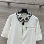 LV Broderie Collar Zip-Up Knit Top 