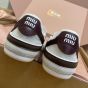 MIU MIU Gymnasium technical fabric and suede ballerinas