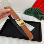 Celine MEDIUM REVERSIBLE FRAMED TRIOMPHE BELT in TAURILLON AND NATURAL CALFSKIN