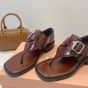 MIU MIU Leather thong sandals with buckle