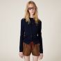 MIU MIU Cable-knit cashmere and silk cardigan