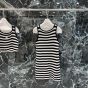 Celine triomphe striped mini dress in crocheted cotton