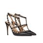 Valentino ROCKSTUD GRAINY LEATHER ANKLE STRAP PUMP