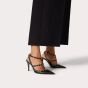 Valentino ROCKSTUD GRAINY LEATHER ANKLE STRAP PUMP