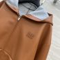 MIU MIU Nappa leather and bonded jersey hoodie jacket
