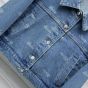 Denim jacket with lasered Gucci detail