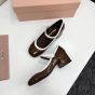 MIU MIU Two-tone patent leather Mary Jane pumps
